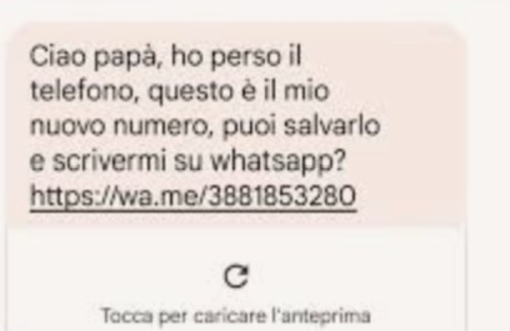 Truffa WhatsApp nuovo messaggio hacker link
