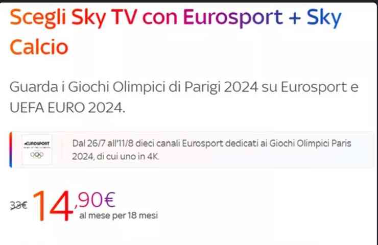 Olimpiadi Parigi offerta Sky